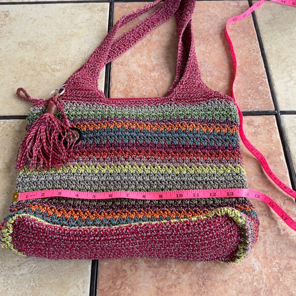 The Sak Knit multicolored LG slouchy purse Shoulder bag Red, Blue, Orange Green - Picture 4 of 11